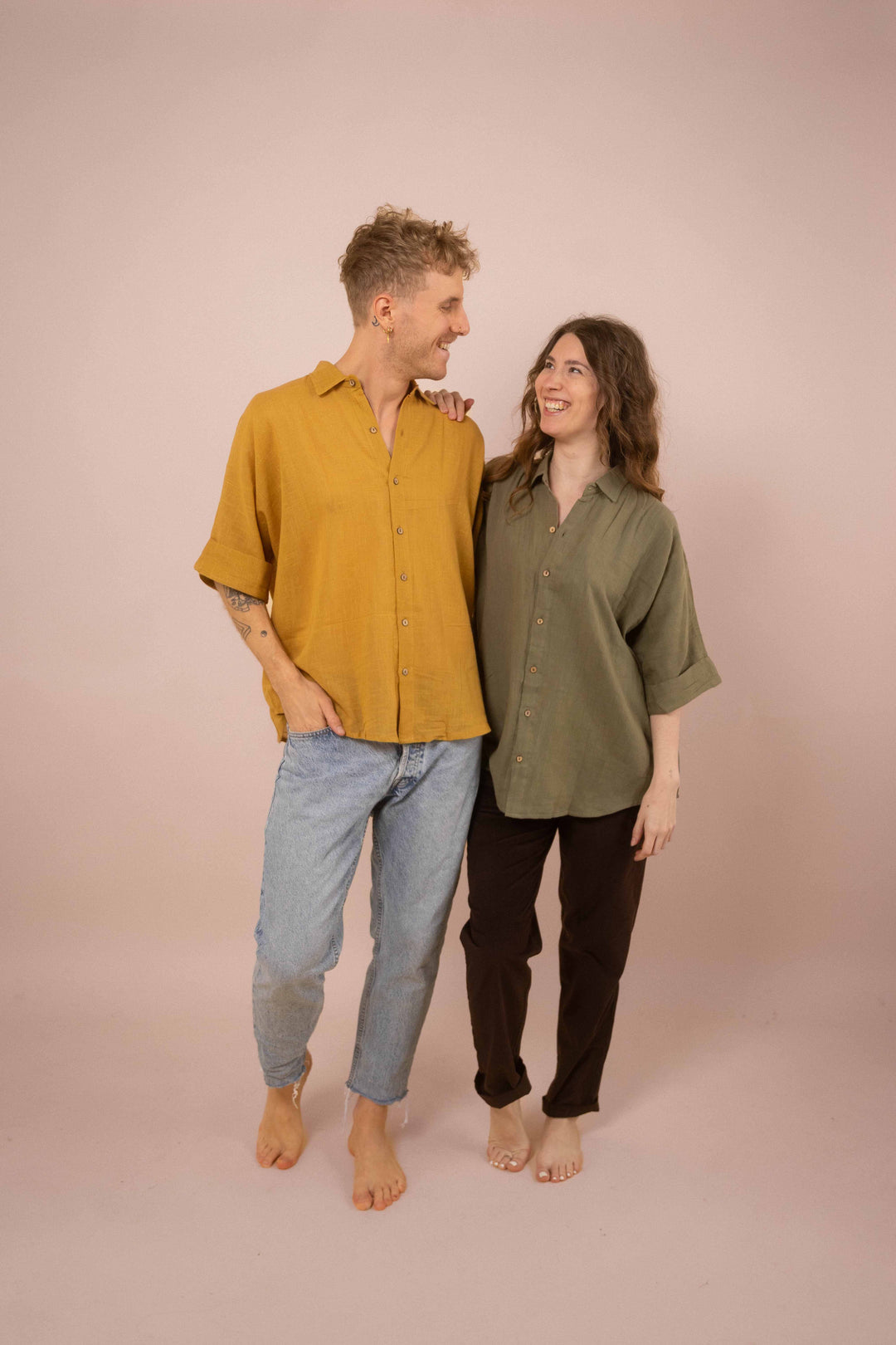 Hemd ~ JAMIE Mustard in Slub Baumwolle