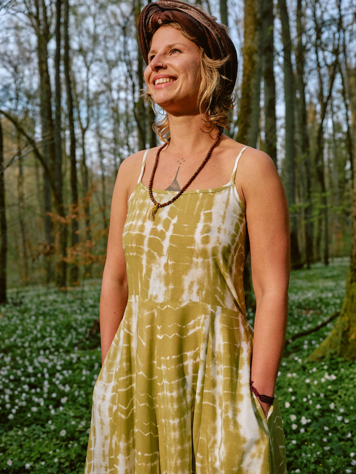 Batik Kleid FAIRY, Langes Blockprint-Keid ANEETA, Trägerkleid, Ärmellos, Sommerkleid, Maxikleid in Rot, Vintagekleid, Urlaubskleid, Strandkleid, 