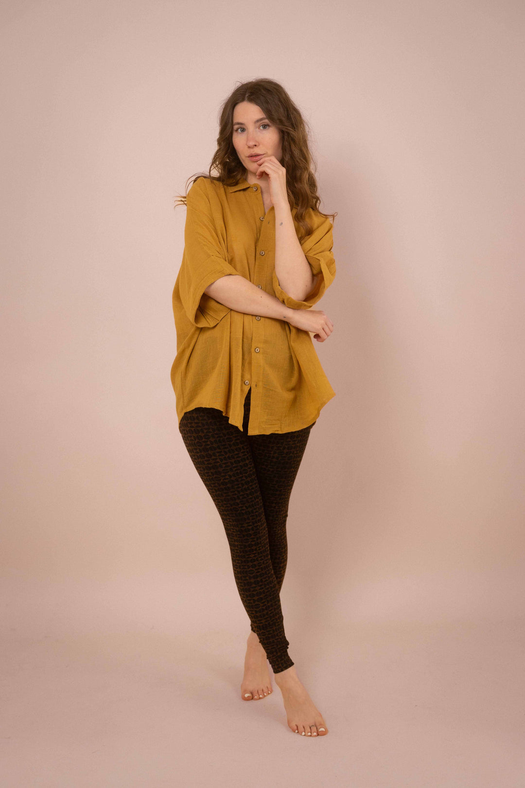 Hemd ~ JAMIE Mustard in Slub Baumwolle