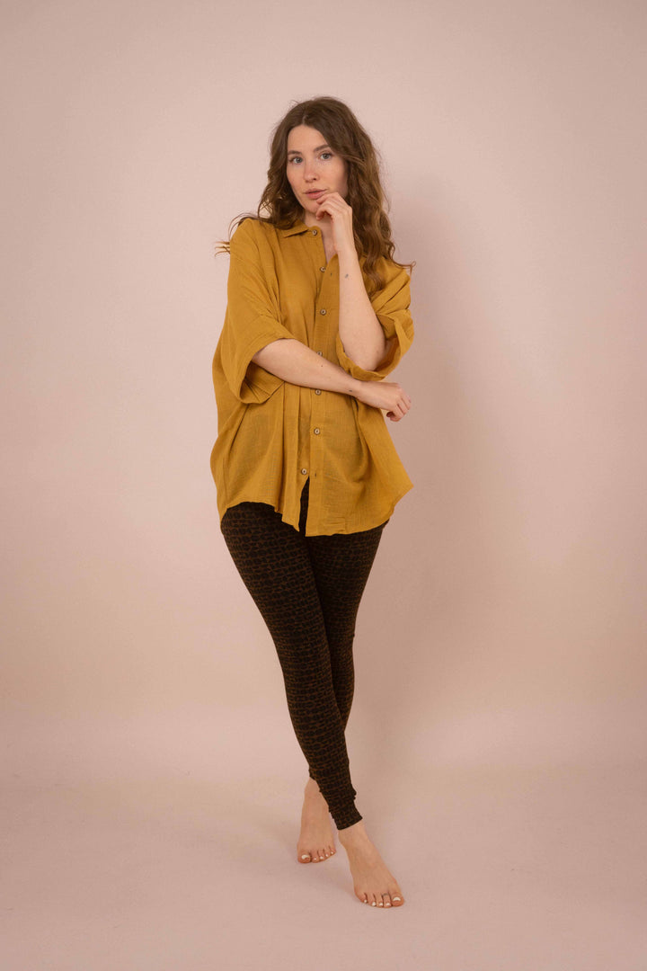 Hemd ~ JAMIE Mustard in Slub Baumwolle