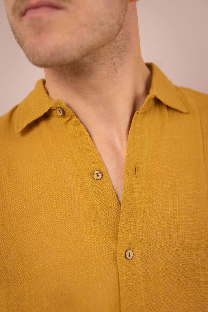 Hemd ~ JAMIE Mustard in Slub Baumwolle