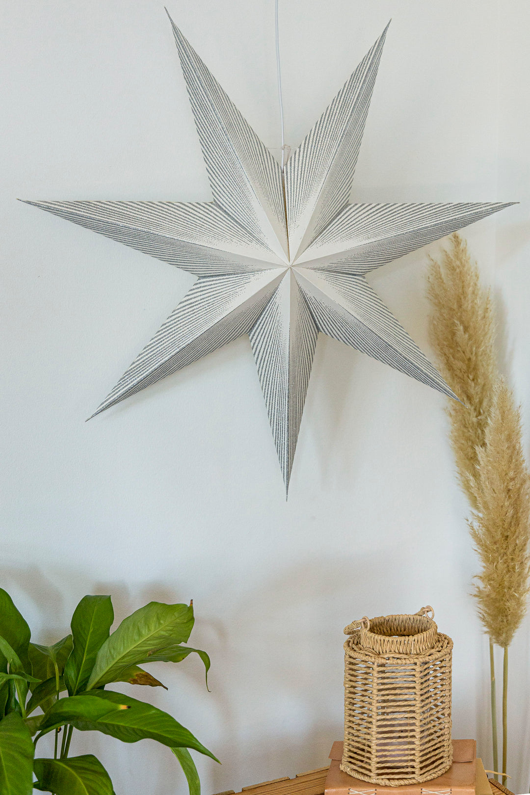 XL Glitzer Stern in WEISS-SILBER