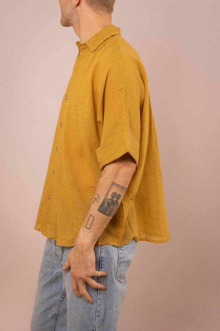 Hemd ~ JAMIE Mustard in Slub Baumwolle