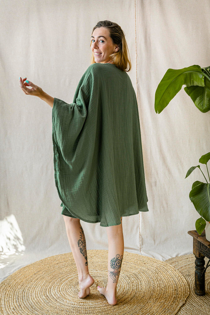 Musselin Poncho-Kleid ~ SMARAGD