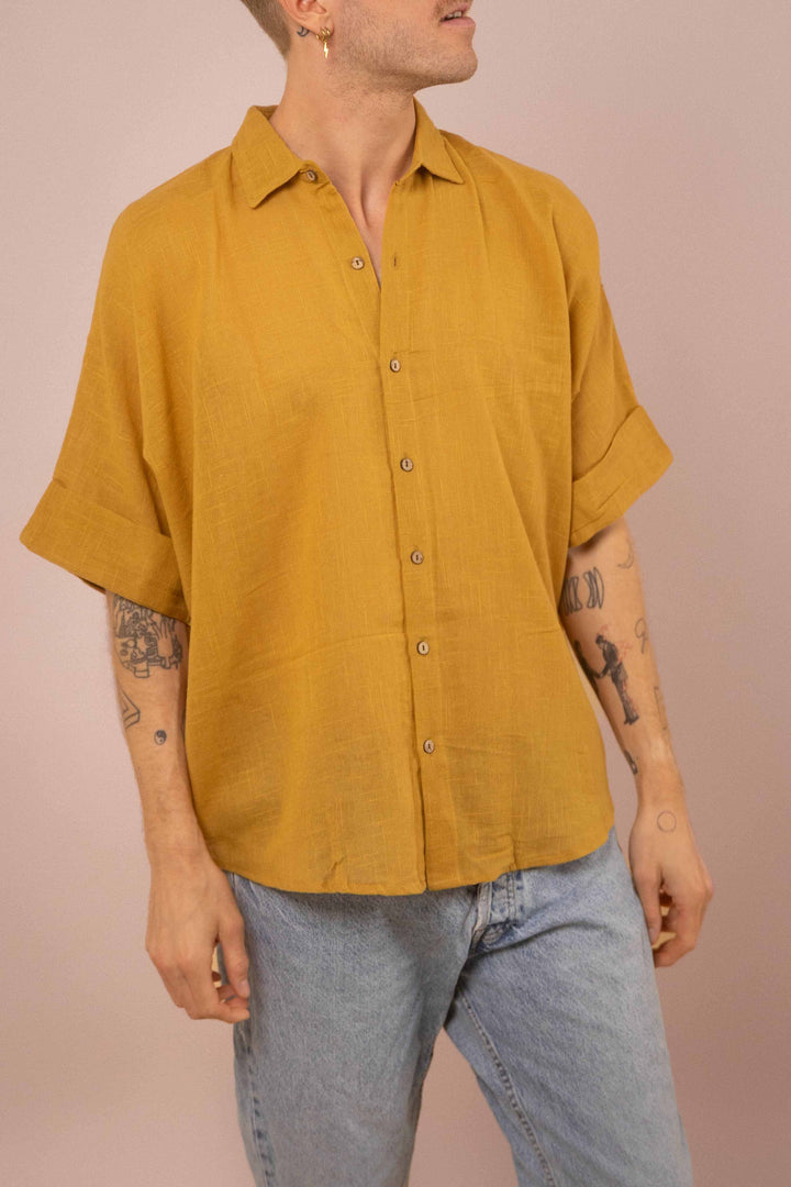 Hemd ~ JAMIE Mustard in Slub Baumwolle