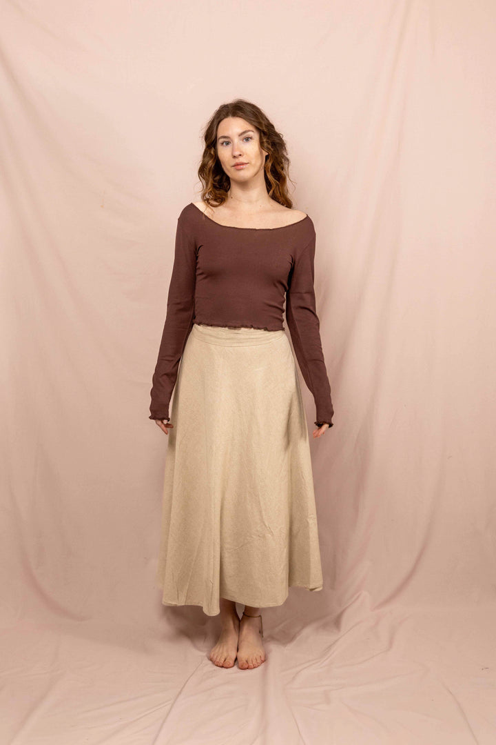 Wickelroch in Natur, Naturtextilie, Baumwolle, Langer weiter Rock, Zum Binden, Rock Beige