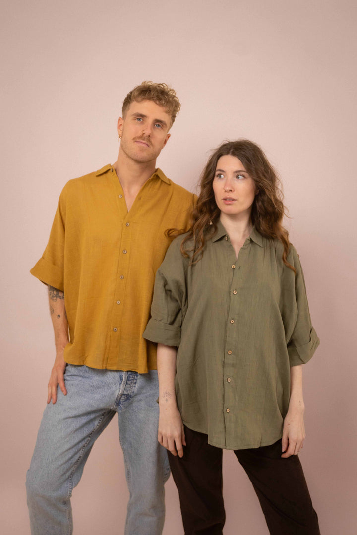 Hemd ~ JAMIE Mustard in Slub Baumwolle
