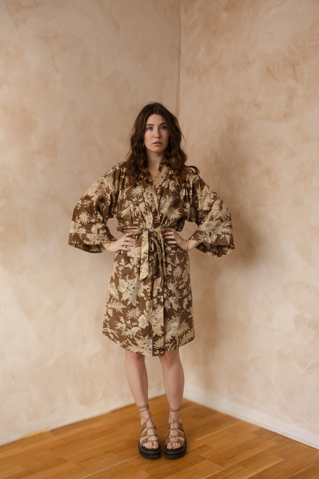 Kimono, Leichter Bademantel, dünner Morgenmantel, lange Bluse, Longewear, aus Buamwolle