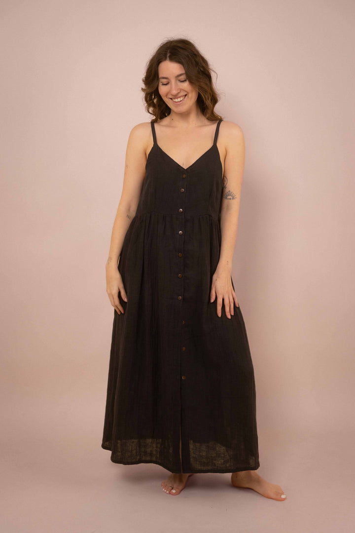 Kleid YOKO mit Knöpfen ~ schwarz