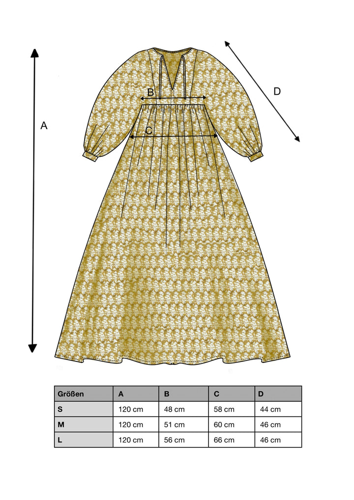 Long block print dress Leonor