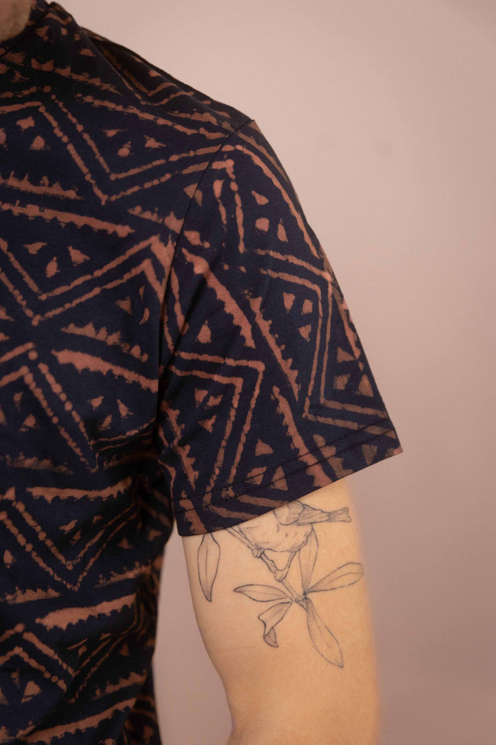 T-Shirt mit Blockprints blau-rosé