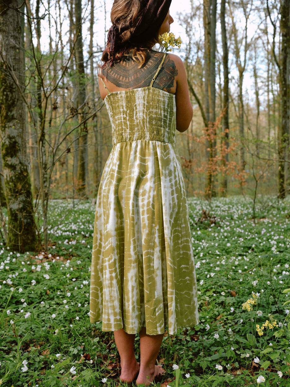 Batik Kleid FAIRY, Langes Blockprint-Keid ANEETA, Trägerkleid, Ärmellos, Sommerkleid, Maxikleid in Rot, Vintagekleid, Urlaubskleid, Strandkleid, 