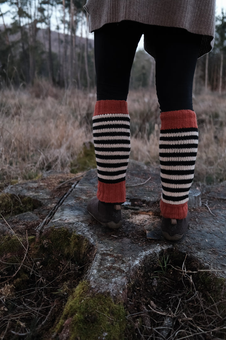 Gestreifte Beinstulpen Schwarz/Weiß