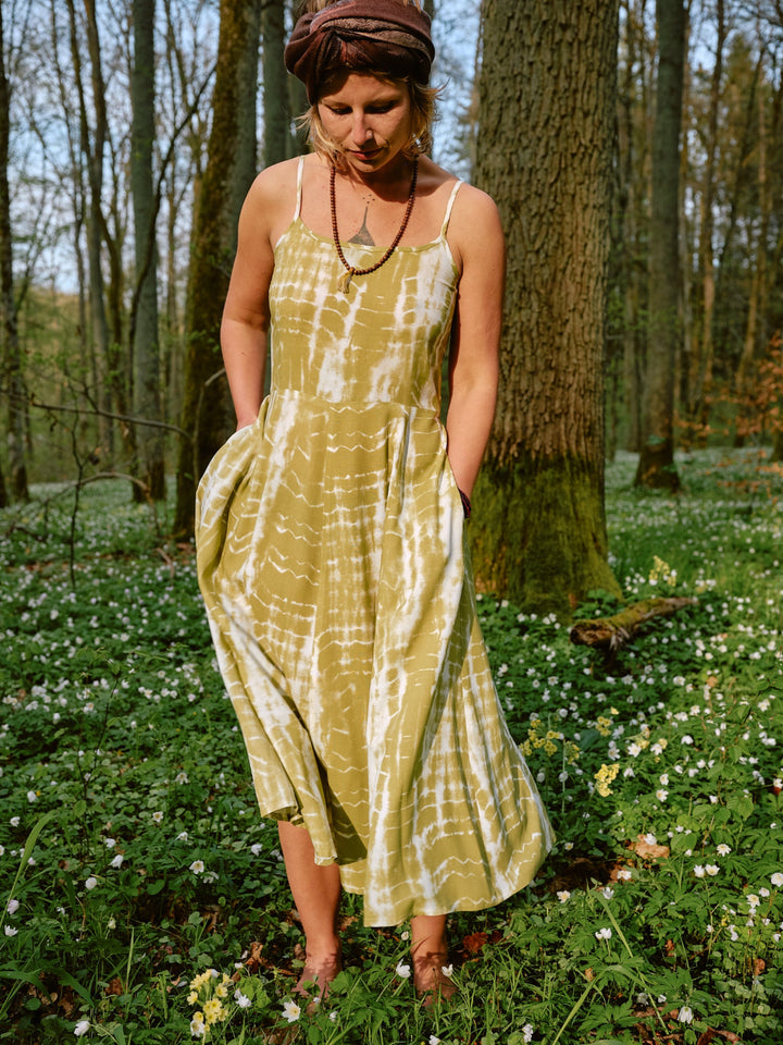 Batik Kleid FAIRY, Langes Blockprint-Keid ANEETA, Trägerkleid, Ärmellos, Sommerkleid, Maxikleid in Rot, Vintagekleid, Urlaubskleid, Strandkleid, 