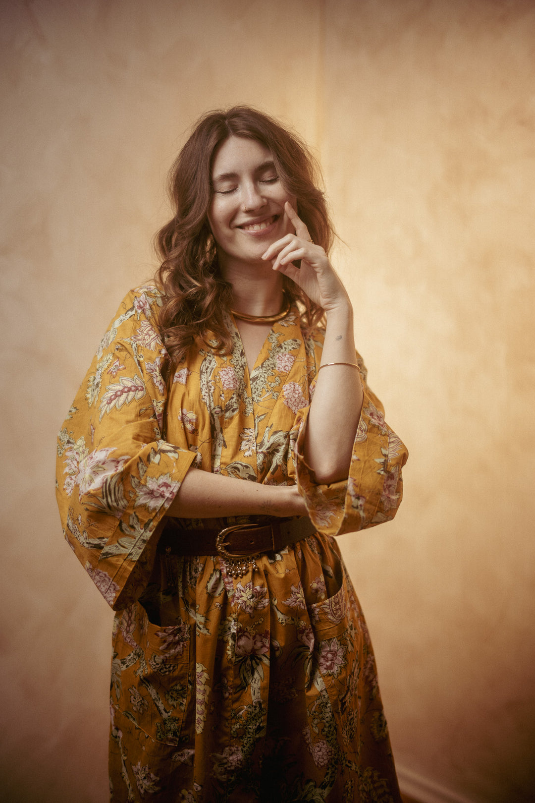 Kimono, Leichter Bademantel, dünner Morgenmantel, lange Bluse, Longewear, aus Buamwolle