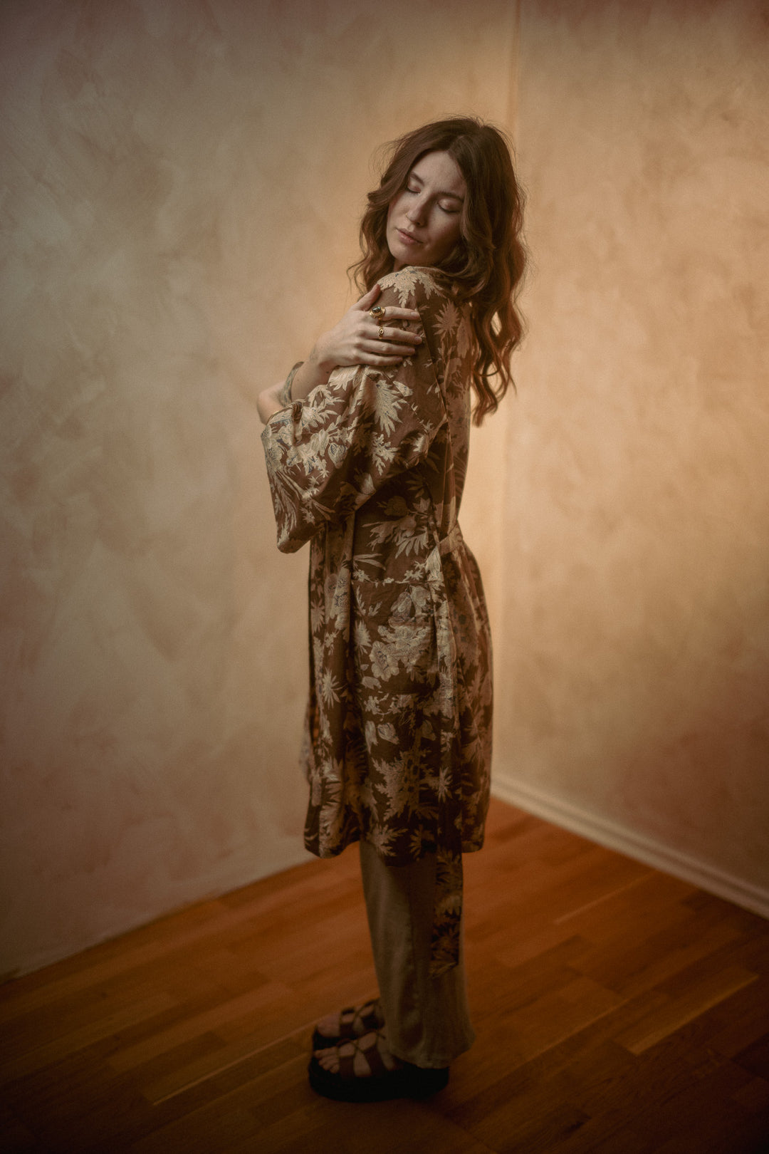 Kimono, Leichter Bademantel, dünner Morgenmantel, lange Bluse, Longewear, aus Buamwolle