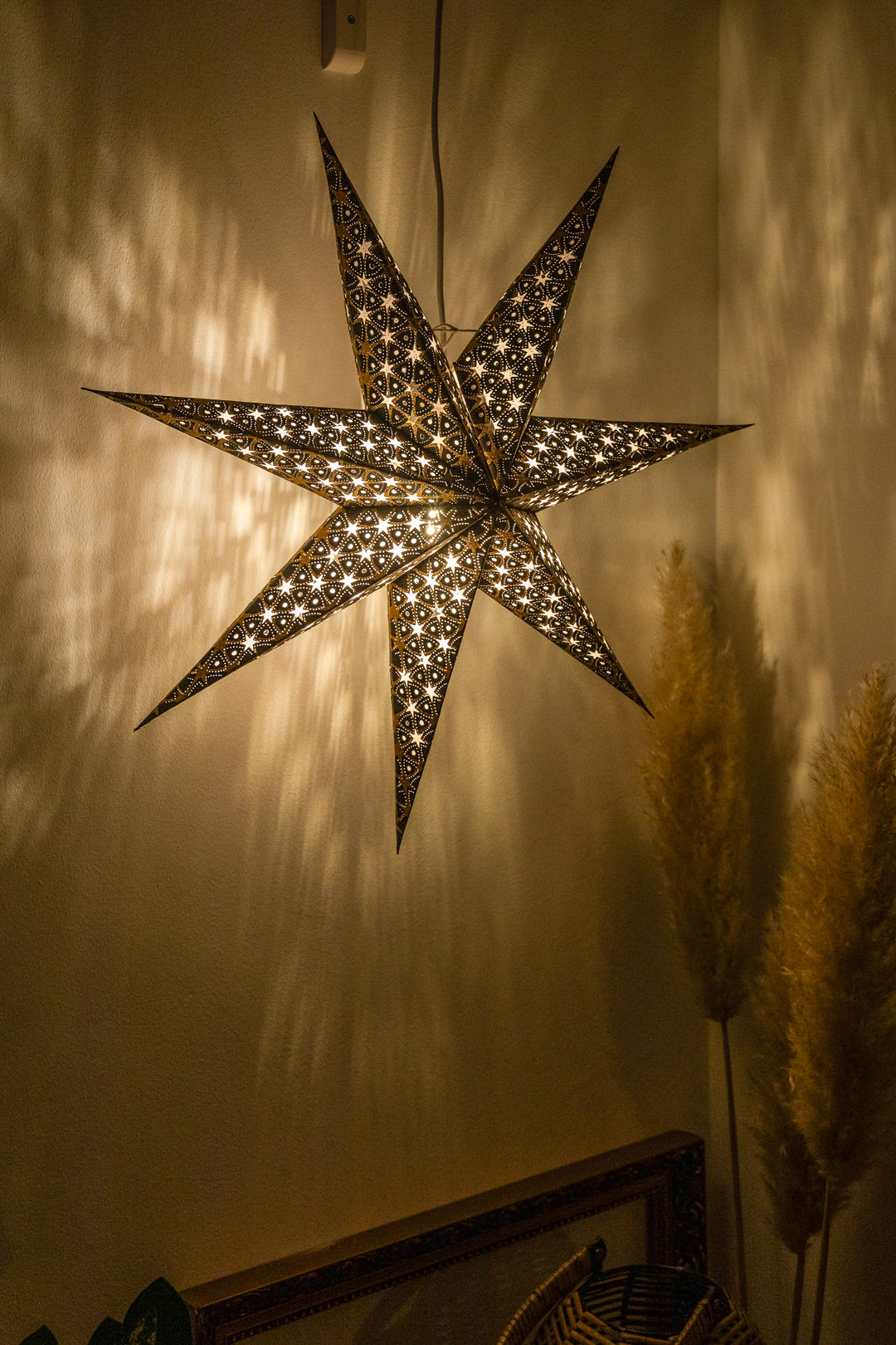 Glitzer Stern in SCHWARZ GOLD