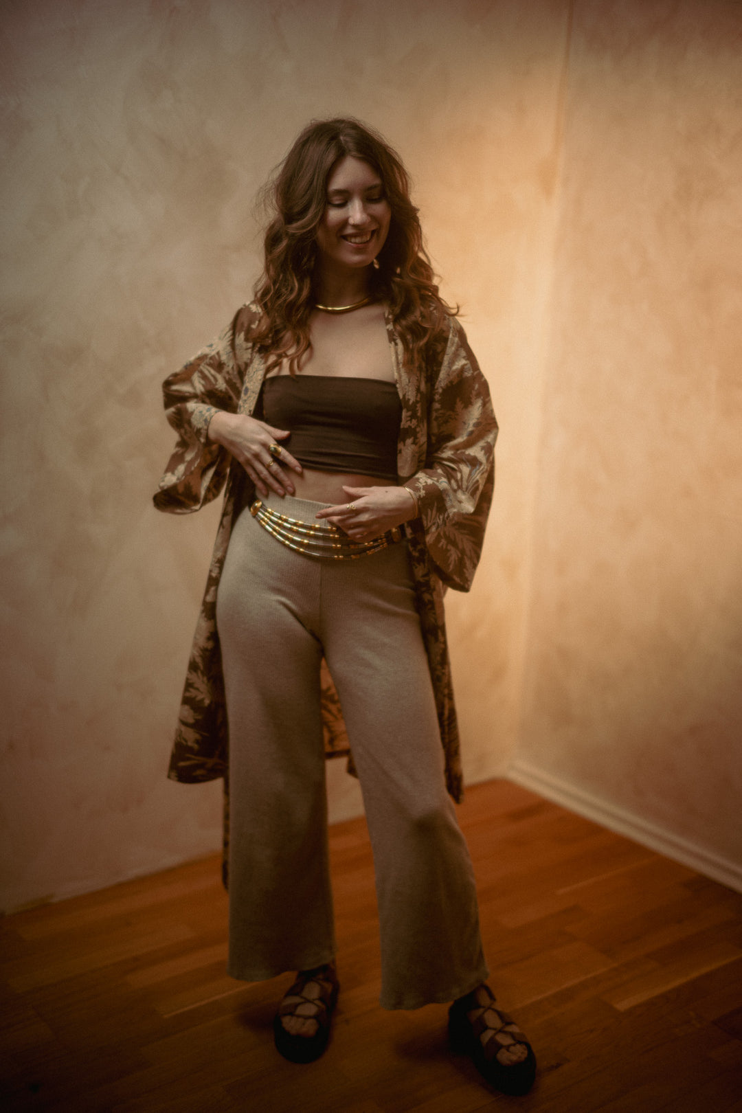Kimono, Leichter Bademantel, dünner Morgenmantel, lange Bluse, Longewear, aus Buamwolle