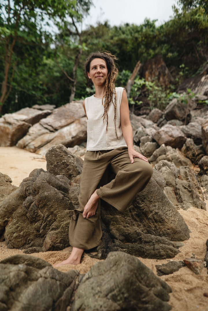 Bio-Musselin Hose ~ OLIVE