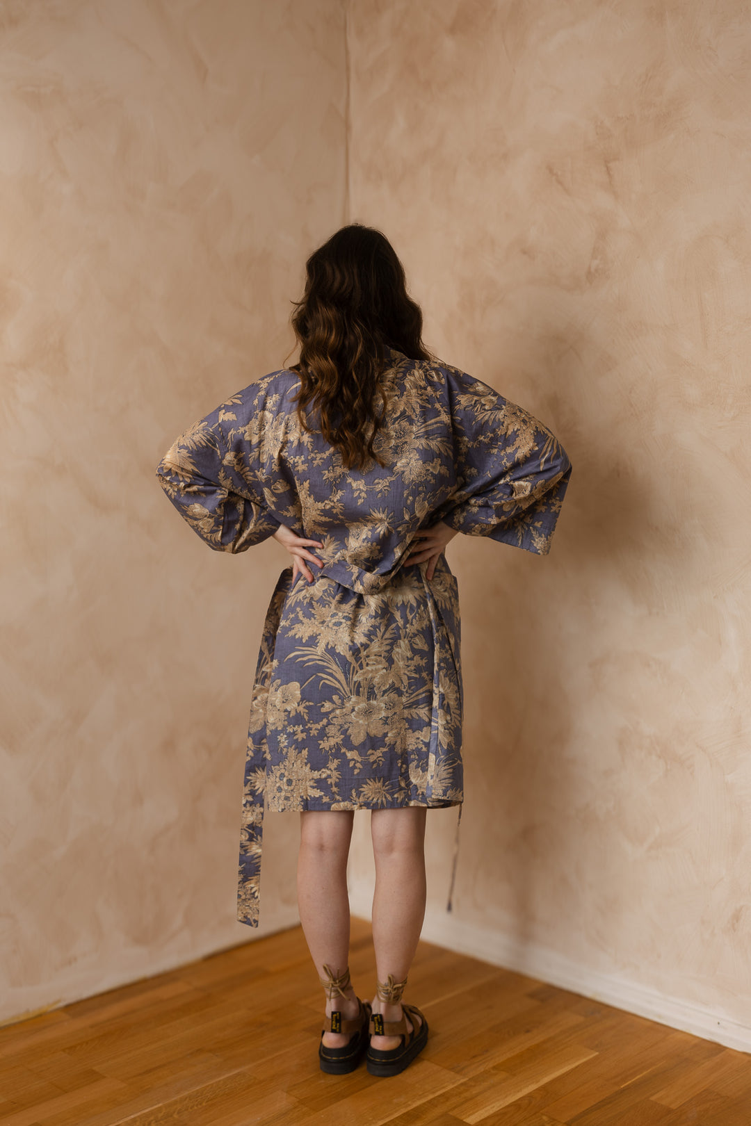 Kimono, Leichter Bademantel, dünner Morgenmantel, lange Bluse, Longewear, aus Buamwolle