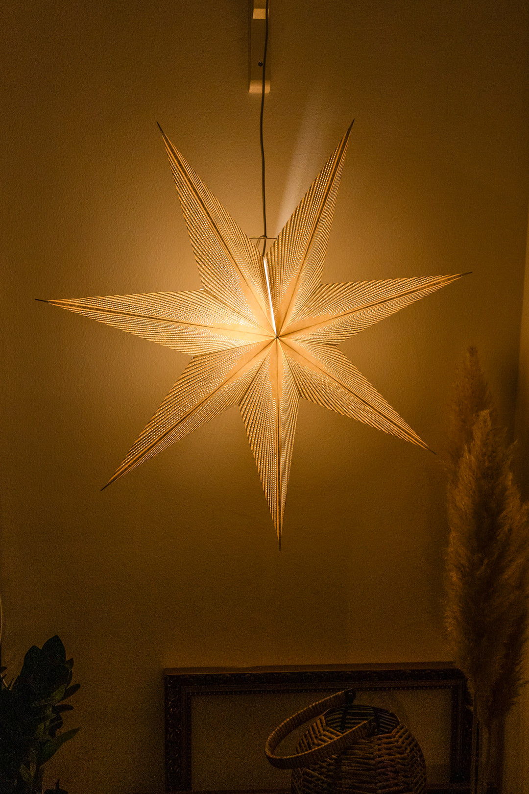 XL Glitzer Stern in WEISS-SILBER