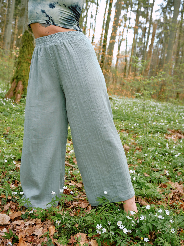 Musselin Maxi-Hose OCEAN in türkisblau. Beduinenhose Türkis. Weite Hose aus 100% Baumwolle. Leinenhose.