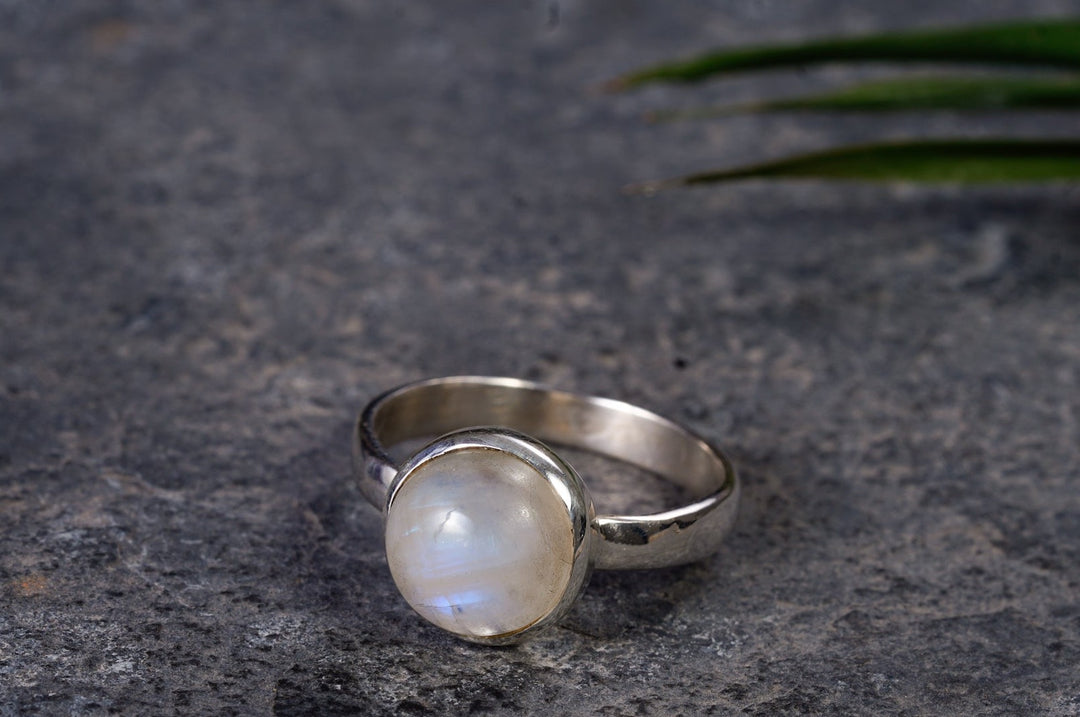 Ring ~ VOLLMOND ~ Sterling Silber ~ Mondstein ~ Edelstein Weiß ~ Stein der Weiblichkeit ~ Heilstein