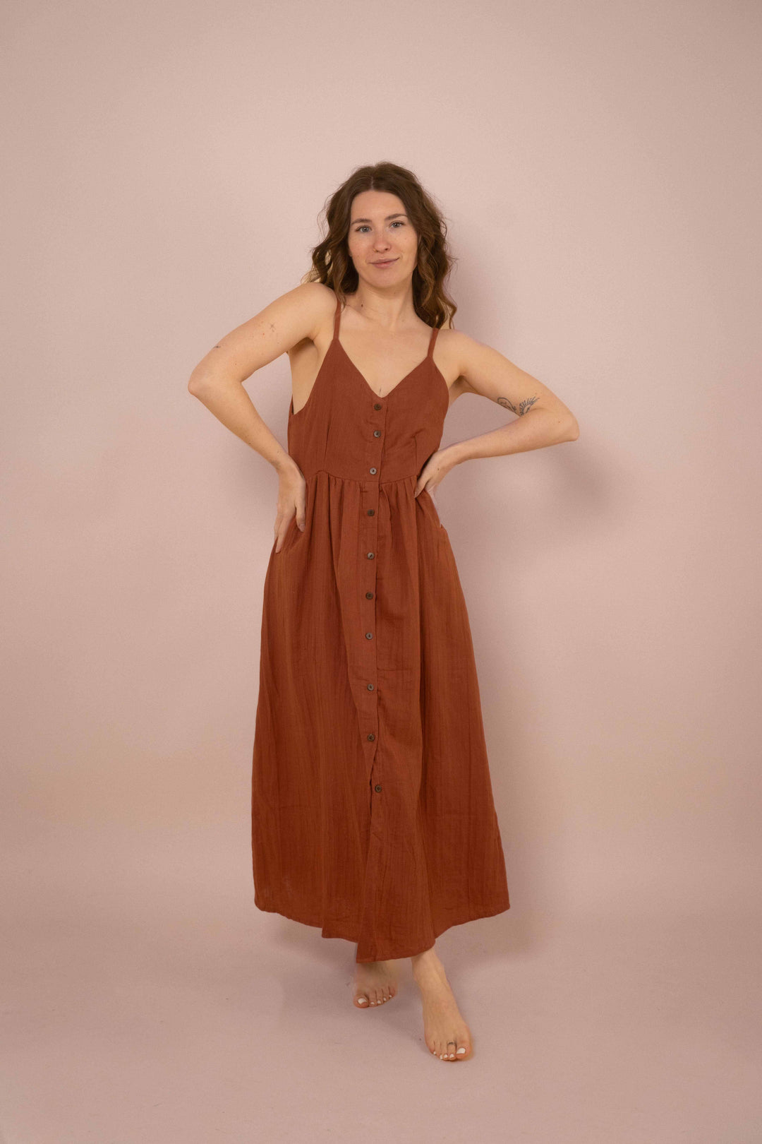 Kleid YOKO mit Knöpfen ~ Rost