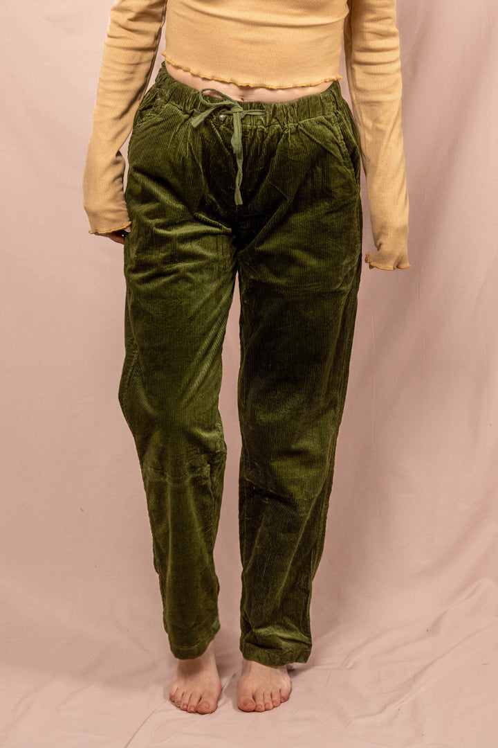 lockere cord hose, Urlaub, weite hose, relaxed hose, Grün, mit Tasche