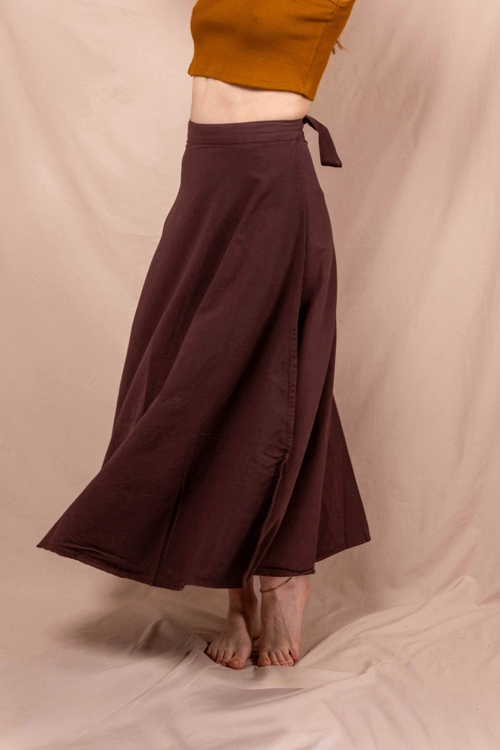 Wickelroch, Naturtextilie, Baumwolle, Langer weiter Rock, Zum Binden, Rock Braun, Sommerrock 