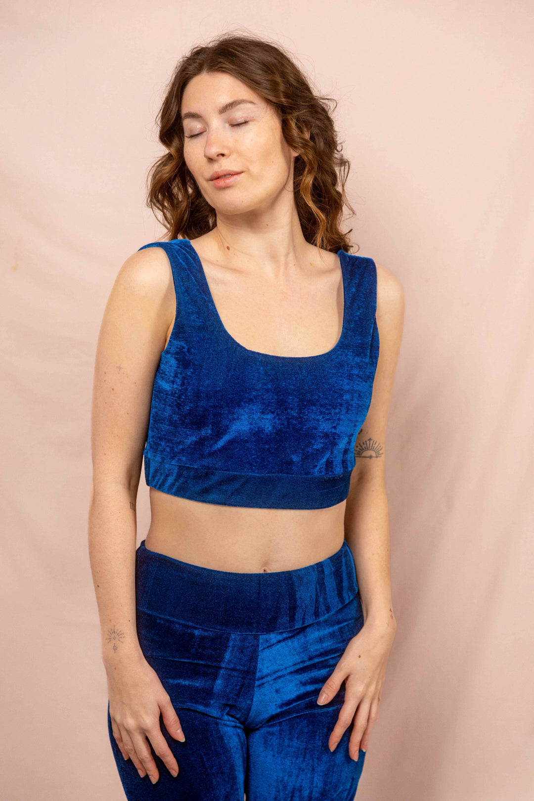 yogatop, Top, Sporttop, trägertop, blau, Damen, sport oberteil, Samt top