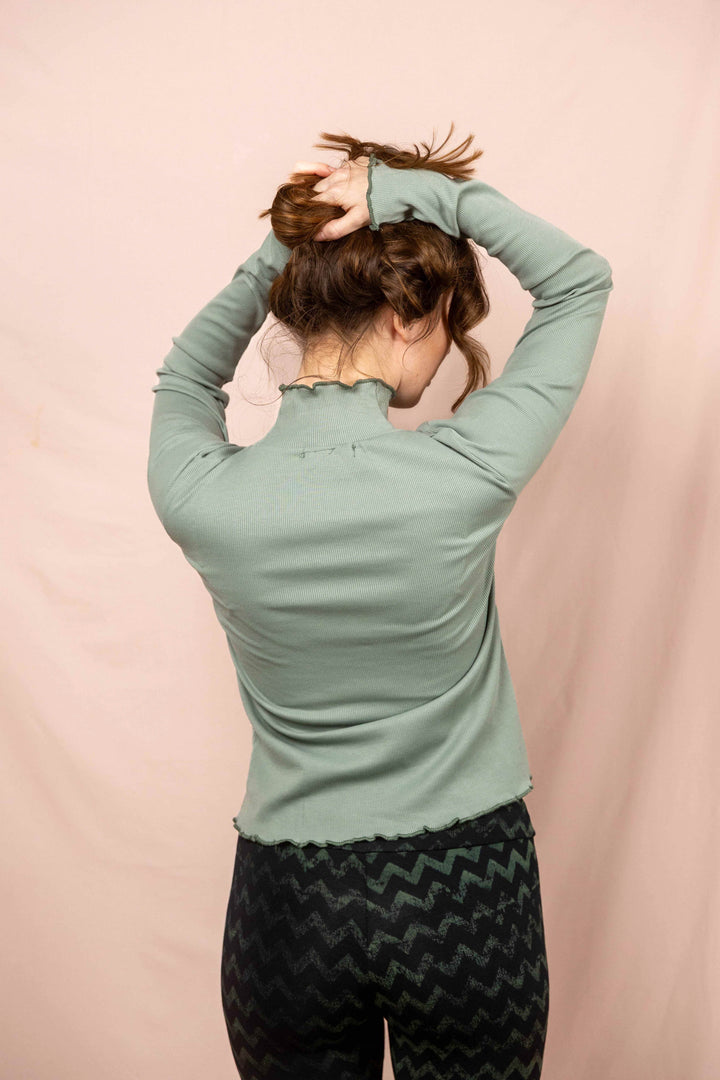 Wintertop, Mini, türkis, Grün, Stehkragen, Rollkragen, Wintersport, Feinrip Langsleeve, Langärmliges Shirt
