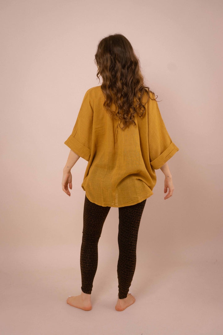 Hemd ~ JAMIE Mustard in Slub Baumwolle