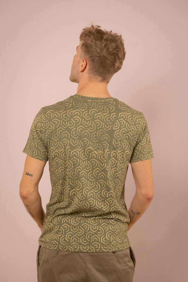 T-Shirt mit Blockprints grün