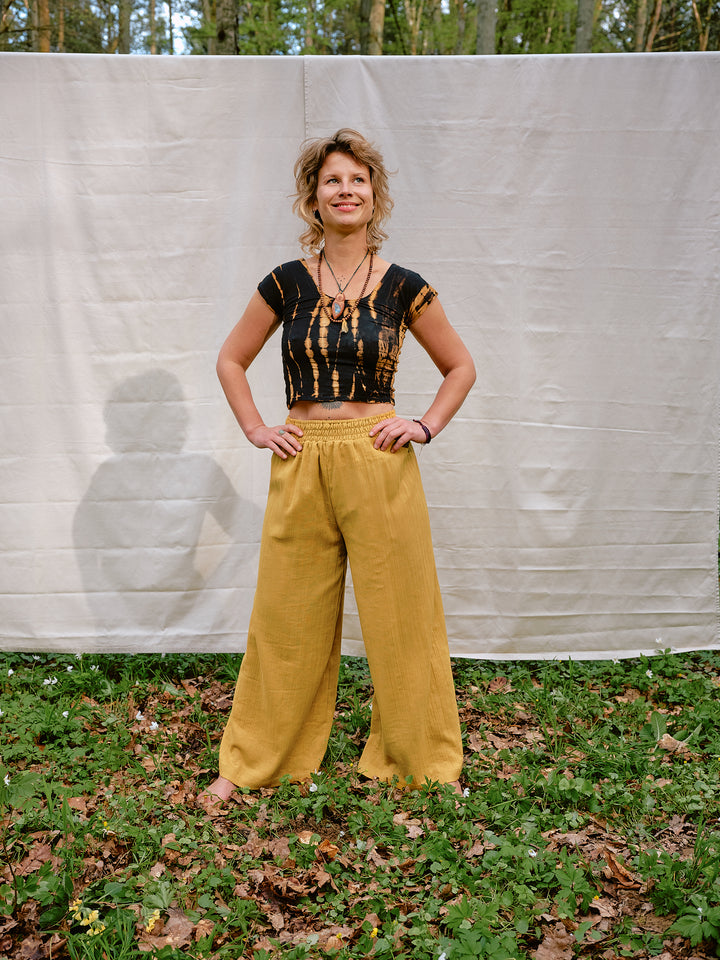 Musselin Maxi-Hose SOLEIL in senfgelb