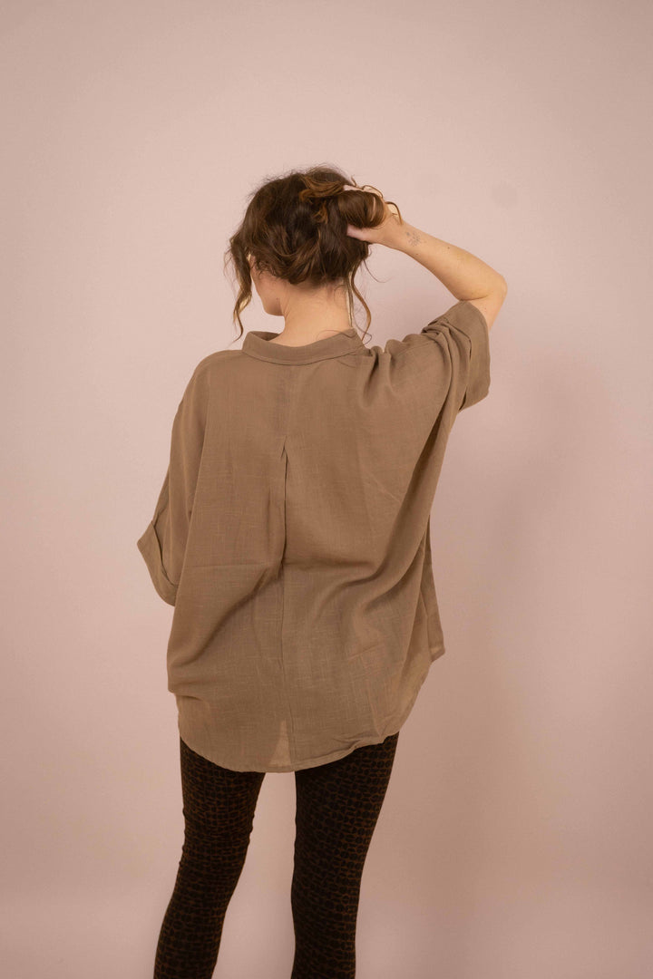 Hemd ~ JAMIE Taupe in Slub Baumwolle
