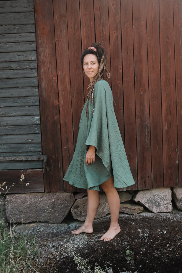 Musselin Poncho-Kleid ~ SMARAGD