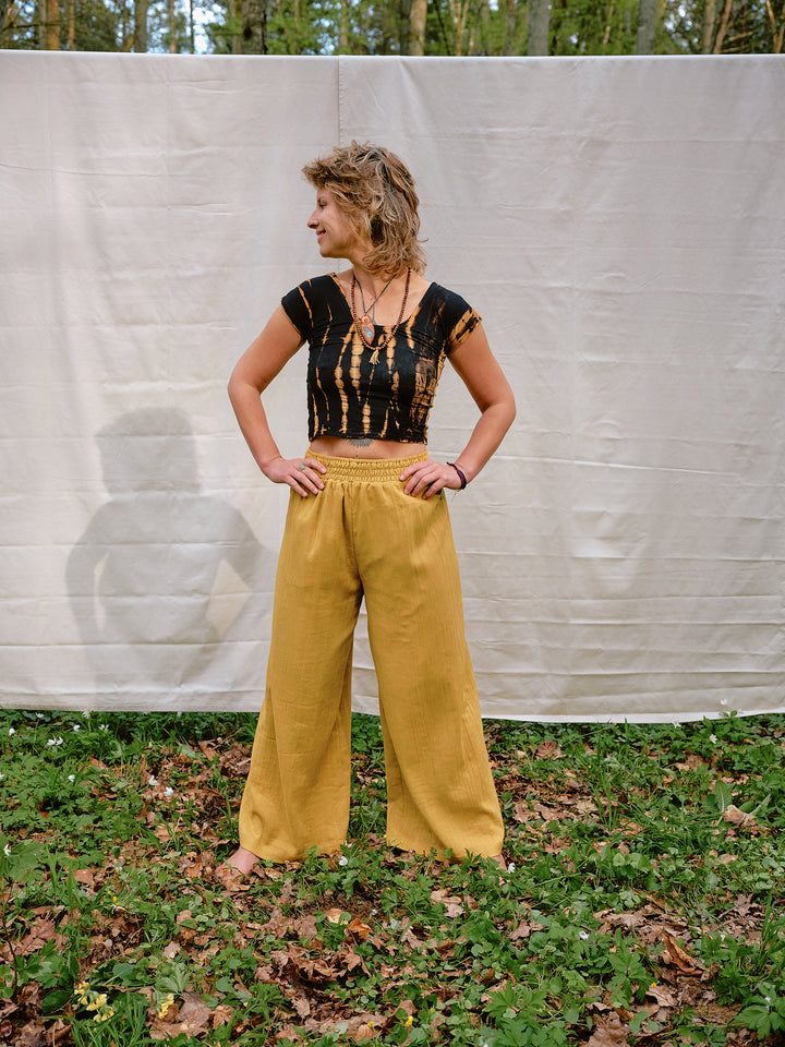 Musselin Maxi-Hose SOLEIL in senfgelb