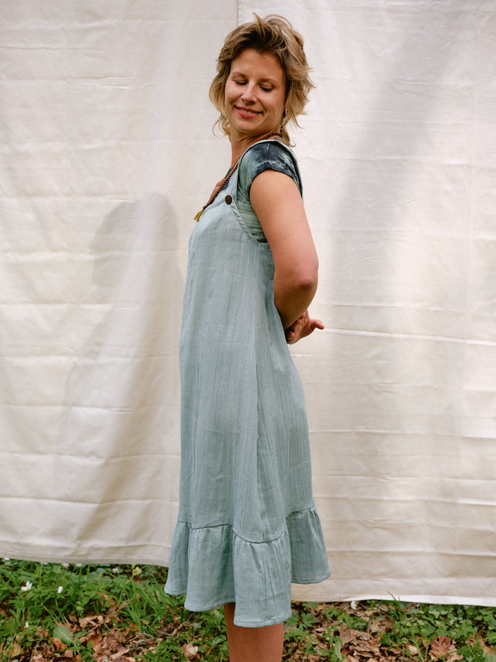Musselin Kleid OCEAN in türkisblau, Sommerkleid, 100% Baumwolle, Vintagekleid
