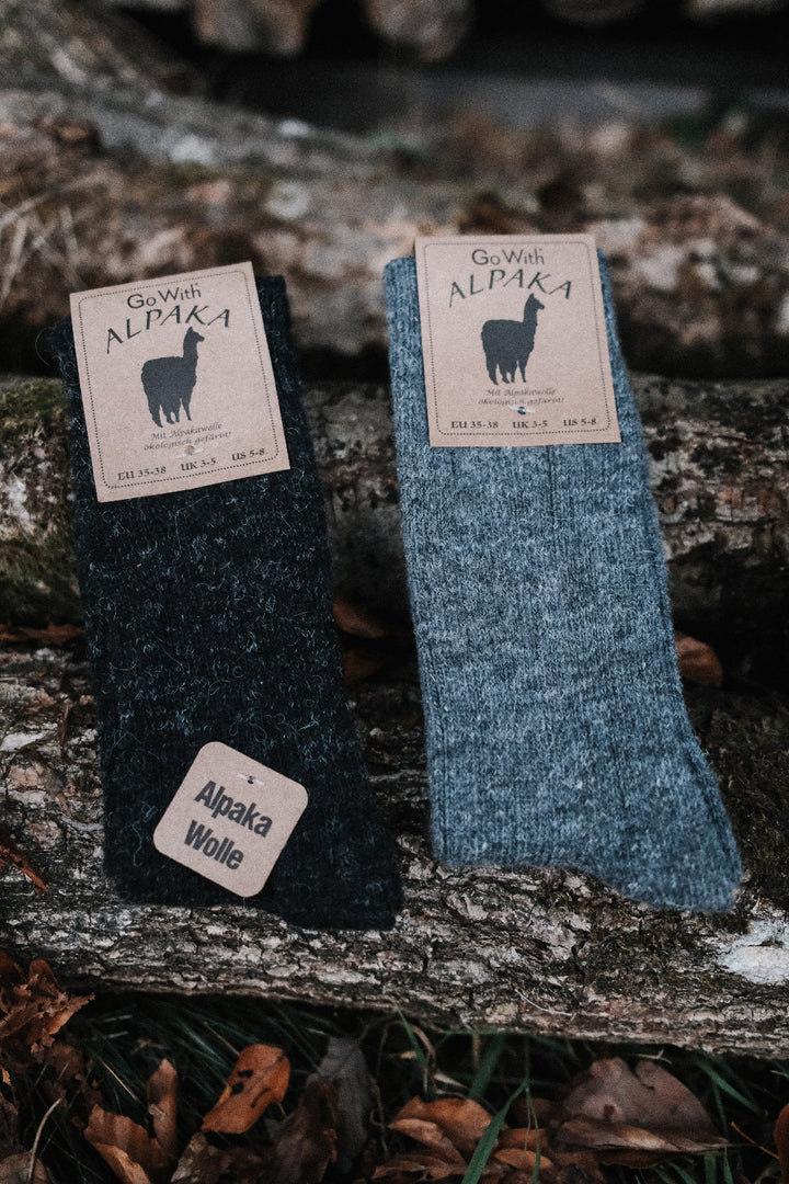 Superwarme Alpaka Socken grau + Anthrazit ~ 2 Paar