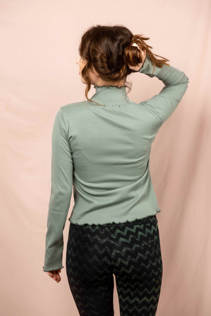 Wintertop, Mini, türkis, Grün, Stehkragen, Rollkragen, Wintersport, Feinrip Langsleeve, Langärmliges Shirt