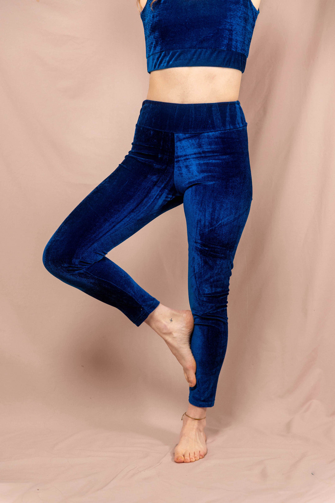 Samt leggins, Winterleggins, Yogalaggins, sporthose, yogahose, blau, lang
