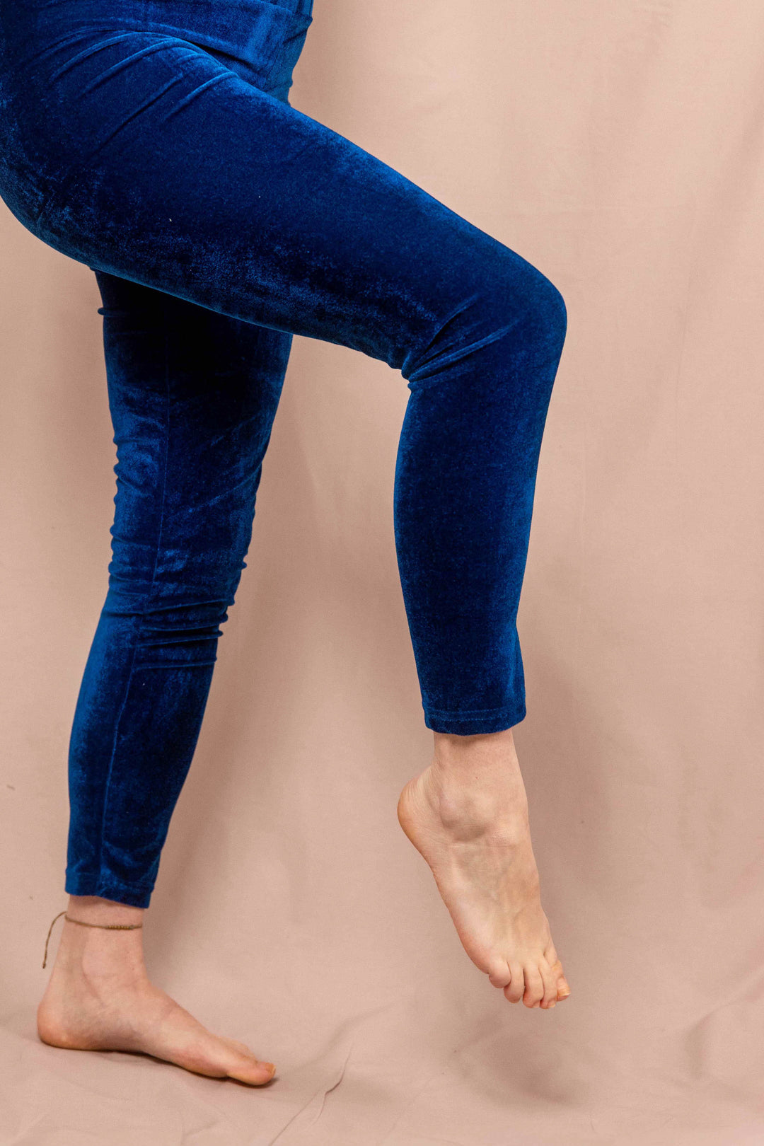 Samt leggins, Winterleggins, Yogalaggins, sporthose, yogahose, blau, lang