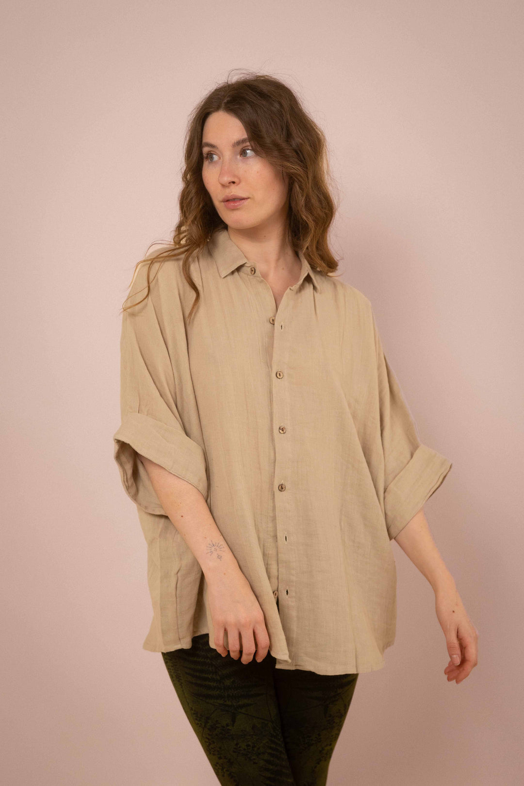 Musselin-Hemd ~ JAMIE Beige