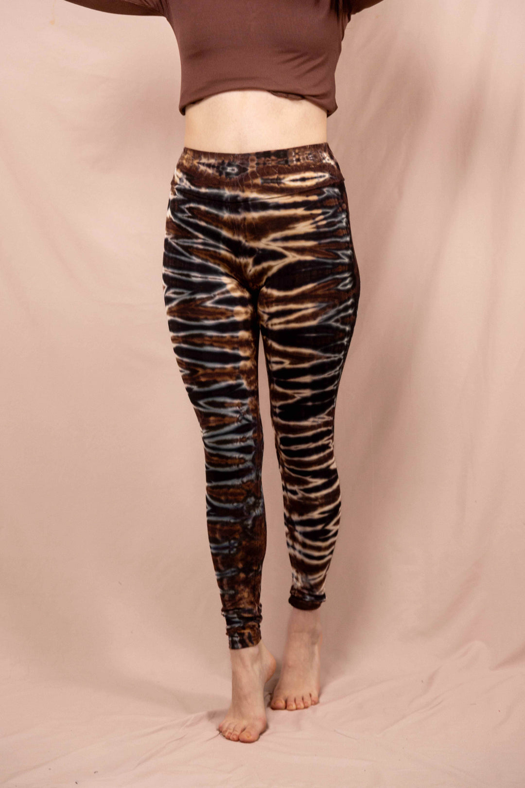 Leggins, Sportleggins, Farbig, Braun Orange Schwarz, Yogaleggins, yogafashion, Muster, Abstrakt