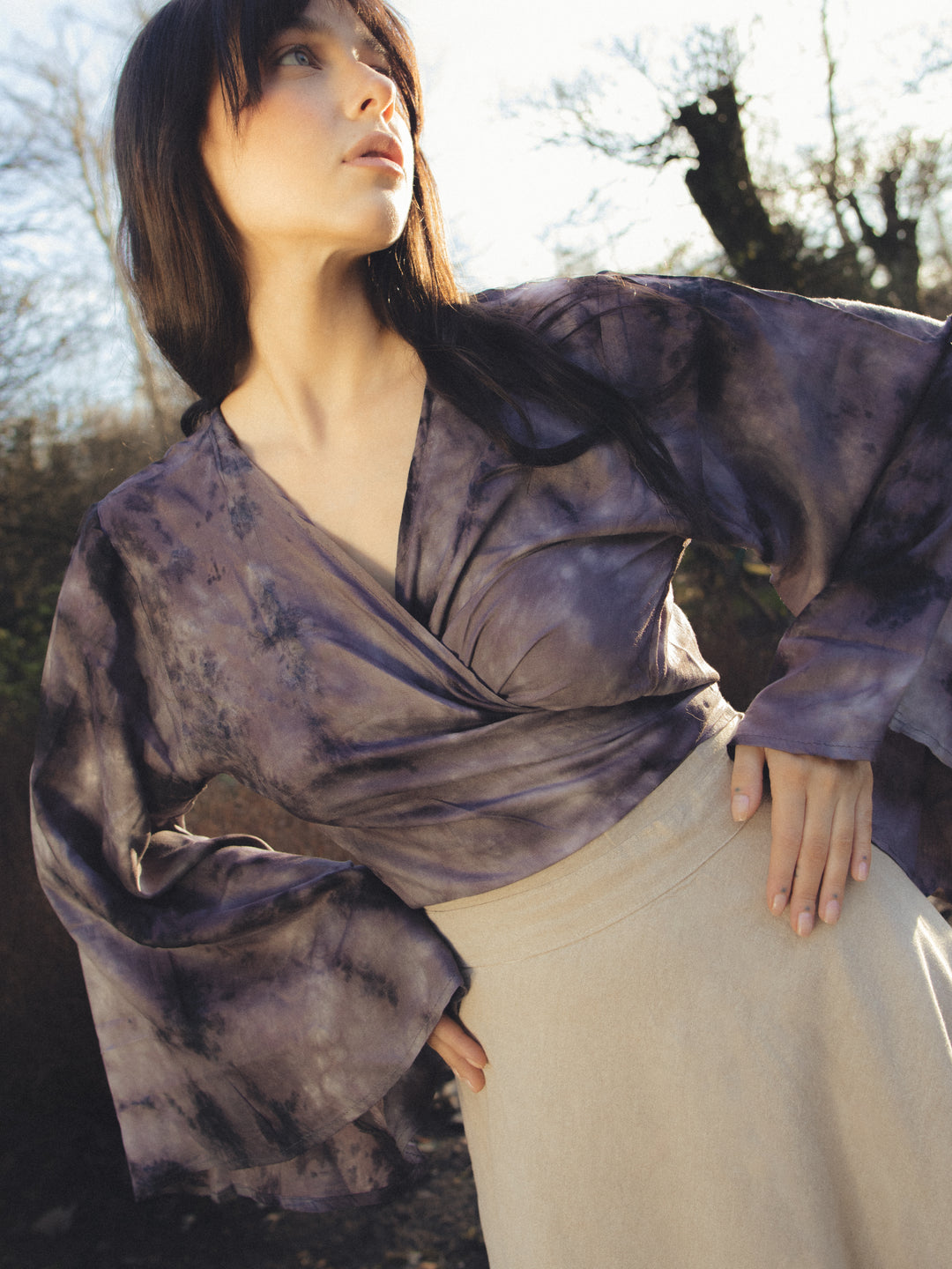 Wickelbluse BELLA in BATIK-GRAU