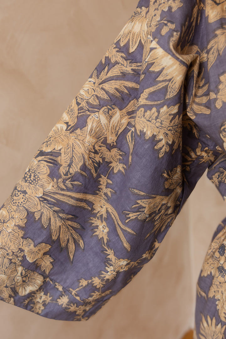 Kimono, Leichter Bademantel, dünner Morgenmantel, lange Bluse, Longewear, aus Buamwolle