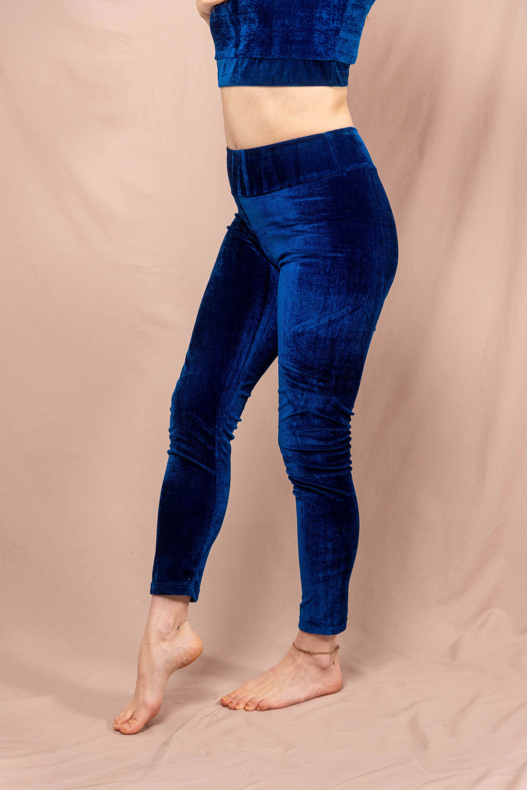 Samt leggins, Winterleggins, Yogalaggins, sporthose, yogahose, blau, lang