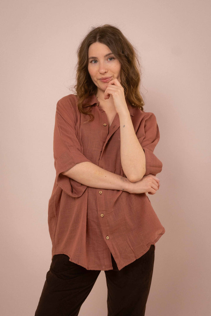 Hemd ~ JAMIE Dusty Rose in Slub Baumwolle