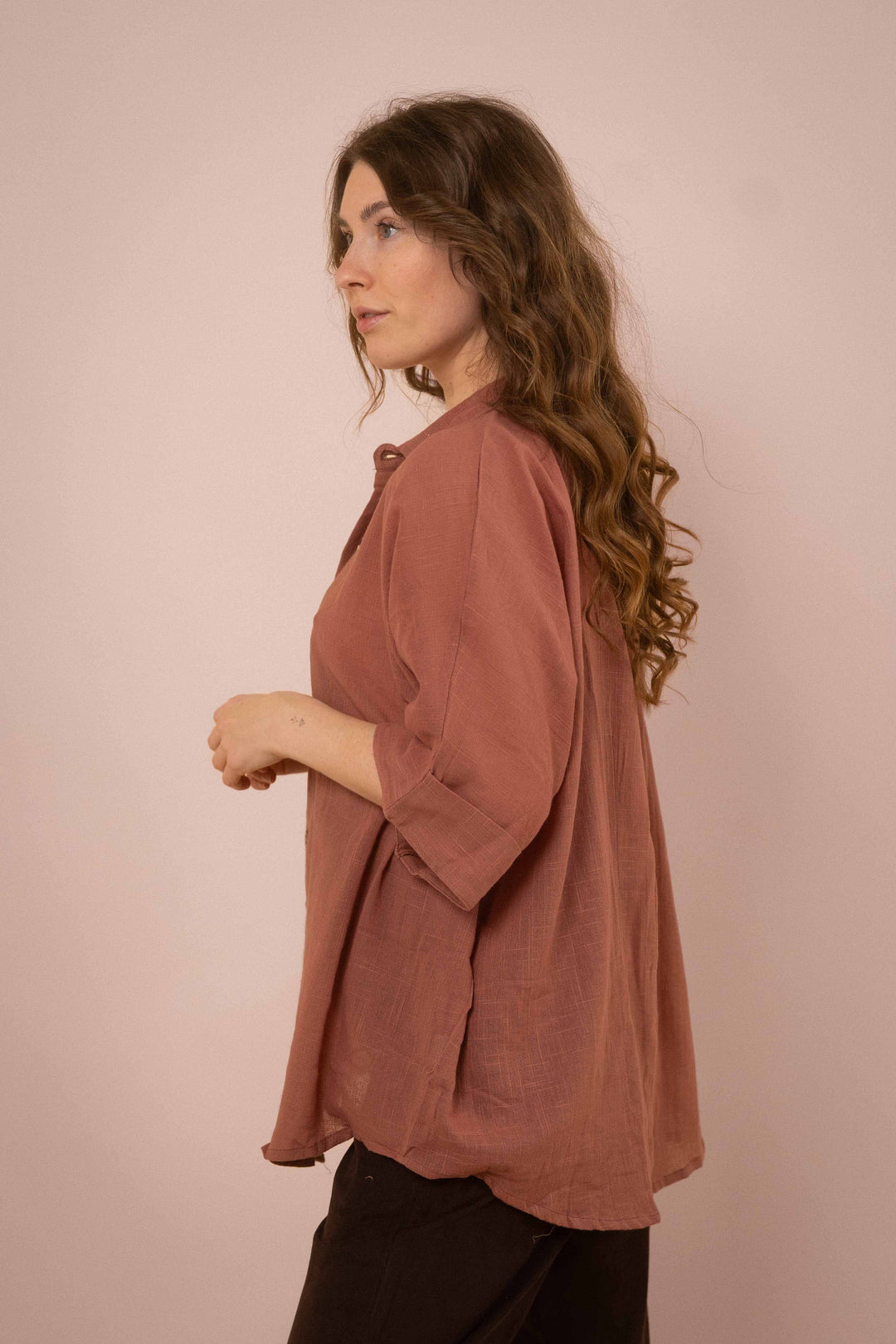 Hemd ~ JAMIE Dusty Rose in Slub Baumwolle